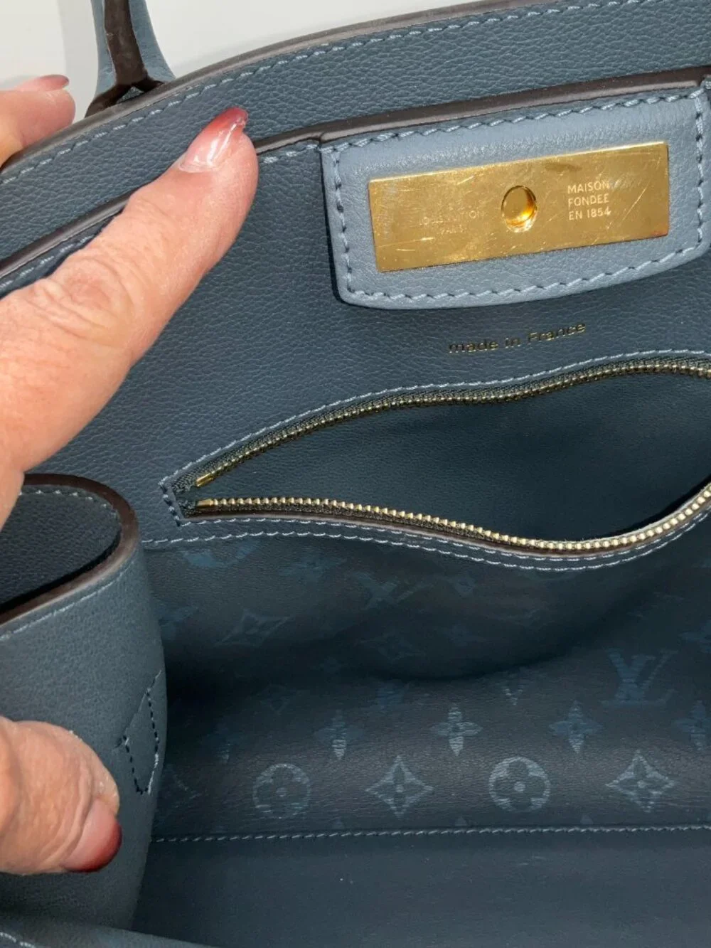 Louis Vuitton Blue Demin Leather Steamer M21249 MM Excellent Condition Receipt